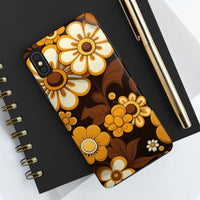 Vintage 70's Floral Chocolate Flowers Tough Phone Cases, Case-Mate!