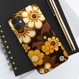 Vintage 70's Floral Chocolate Flowers Tough Phone Cases, Case-Mate!