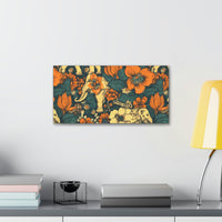 Vintage 70's Inspired Elephant Florals Canvas Gallery Wraps!