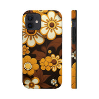 Vintage 70's Floral Chocolate Flowers Tough Phone Cases, Case-Mate!