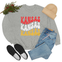 Kansas City Football Red Wave Unisex Heavy Blend Crewneck Sweatshirt! Football Season!