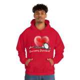 Valentines Day Stethoscope Heart Hug Emergency Department Unisex Heavy Blend Hooded Sweatshirt! Spring Vibes!