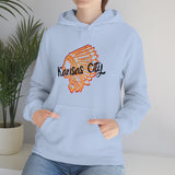 Kansas City Football Chief Outlined Unisex Heavy Blend Hooded Sweatshirt! Football Season!