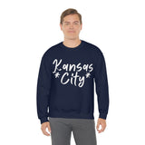 Kansas City Football White Logo Unisex Heavy Blend Crewneck Sweatshirt! Football Season!