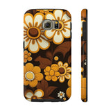 Vintage 70's Floral Chocolate Flowers Tough Phone Cases, Case-Mate!