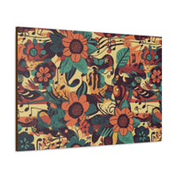 Vintage 70's Inspired Musical Notes Floral Canvas Gallery Wraps!