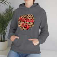 Kansas City Football Leopard Print Unisex Heavy Blend Hooded Sweatshirt! Football Season!