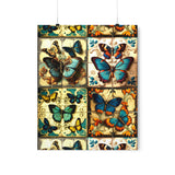 Vintage 70's Inspired Quilt Patterned Butterflies Premium Matte Vertical Posters!