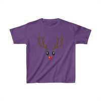 Reindeer Face Red Nose Unisex Kids Heavy Cotton Graphic Tees! Foxy Kids! Winter Vibes!