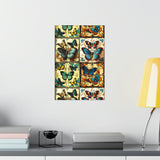 Vintage 70's Inspired Quilt Patterned Butterflies Premium Matte Vertical Posters!