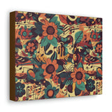 Vintage 70's Inspired Musical Notes Floral Canvas Gallery Wraps!