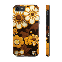 Vintage 70's Floral Chocolate Flowers Tough Phone Cases, Case-Mate!