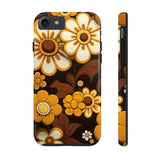 Vintage 70's Floral Chocolate Flowers Tough Phone Cases, Case-Mate!