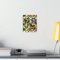 Vintage 70's Inspired Quilt Patterned Butterflies Premium Matte Vertical Posters!