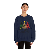 Merry Christmas Leopard Print Tree Unisex Heavy Blend Crewneck Sweatshirt! Winter Vibes!