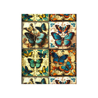 Vintage 70's Inspired Quilt Patterned Butterflies Premium Matte Vertical Posters!