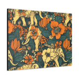 Vintage 70's Inspired Elephant Florals Canvas Gallery Wraps!