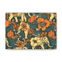 Vintage 70's Inspired Elephant Florals Canvas Gallery Wraps!