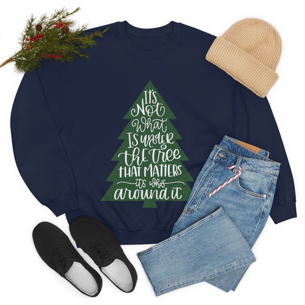 It's What is Around the Tree That Matters Unisex Heavy Blend Crewneck Sweatshirt! Winter Vibes!