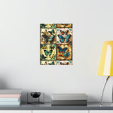 Vintage 70's Inspired Quilt Patterned Butterflies Premium Matte Vertical Posters!