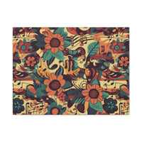 Vintage 70's Inspired Musical Notes Floral Canvas Gallery Wraps!