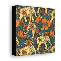 Vintage 70's Inspired Elephant Florals Canvas Gallery Wraps!