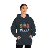 Rustic Military Merry Christmas Holiday Unisex Heavy Blend Hooded Sweatshirt! Winter Vibes!