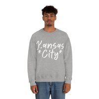 Kansas City Football White Logo Unisex Heavy Blend Crewneck Sweatshirt! Football Season!