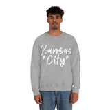 Kansas City Football White Logo Unisex Heavy Blend Crewneck Sweatshirt! Football Season!