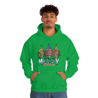 Rustic Military Merry Christmas Holiday Unisex Heavy Blend Hooded Sweatshirt! Winter Vibes!