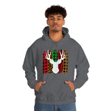 Paint Striped Deer Head Holiday Unisex Heavy Blend Hooded Sweatshirt! Winter Vibes!