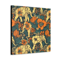 Vintage 70's Inspired Elephant Florals Canvas Gallery Wraps!