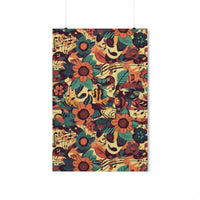 Vintage 70's Inspired Musical Notes Florals Premium Matte Vertical Posters!