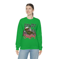 Rustic Rawry Christmas Dinosaur Unisex Heavy Blend Crewneck Sweatshirt! Winter Vibes!