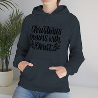 Christmas Begins With Christ Unisex Heavy Blend Hooded Sweatshirt! Winter Vibes!