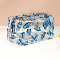 Trendy Transparent Strawberry Flower Cosmetic Bag