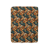 Vintage Orange and Teal Floral Sherpa Fleece Blanket!