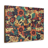 Vintage 70's Inspired Musical Notes Floral Canvas Gallery Wraps!