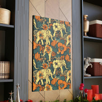 Vintage 70's Inspired Elephant Florals Canvas Gallery Wraps!