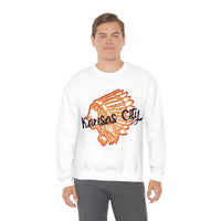 Kansas City Football Chief Outline Unisex Heavy Blend Crewneck Sweatshirt! Football Season!