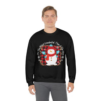 It's The Most Wonderful Time of The Year Snowman Leopard Print Unisex Heavy Blend Crewneck Sweatshirt! Winter Vibes!