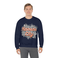 Kansas City Football Grey and Pink Leopard Print Unisex Heavy Blend Crewneck Sweatshirt! Football Season!