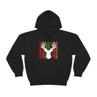 Paint Striped Deer Head Holiday Unisex Heavy Blend Hooded Sweatshirt! Winter Vibes!