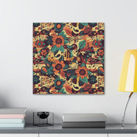 Vintage 70's Inspired Musical Notes Floral Canvas Gallery Wraps!