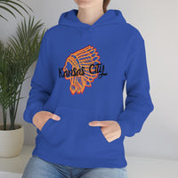 Kansas City Football Chief Outlined Unisex Heavy Blend Hooded Sweatshirt! Football Season!