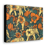 Vintage 70's Inspired Elephant Florals Canvas Gallery Wraps!