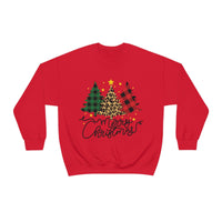 Merry Christmas Leopard Print Tree Unisex Heavy Blend Crewneck Sweatshirt! Winter Vibes!