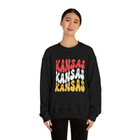 Kansas City Football Red Wave Unisex Heavy Blend Crewneck Sweatshirt! Football Season!