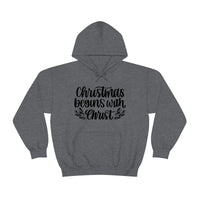 Christmas Begins With Christ Unisex Heavy Blend Hooded Sweatshirt! Winter Vibes!