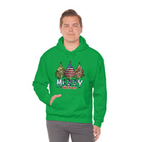 Rustic Military Merry Christmas Holiday Unisex Heavy Blend Hooded Sweatshirt! Winter Vibes!